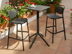 Stolik ogrodowy barowy LEMNOS 60 cm 60 cm Czarny