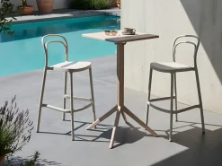 Stolik ogrodowy barowy LEMNOS 60 cm 60 cm Beżowy