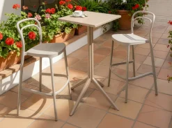 Stolik ogrodowy barowy LEMNOS 60 cm 60 cm Beżowy
