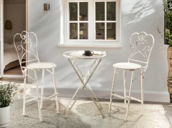 Stolik ogrodowy barowy TRIESTE 60 cm 60 cm Metal Jasnobeżowy
