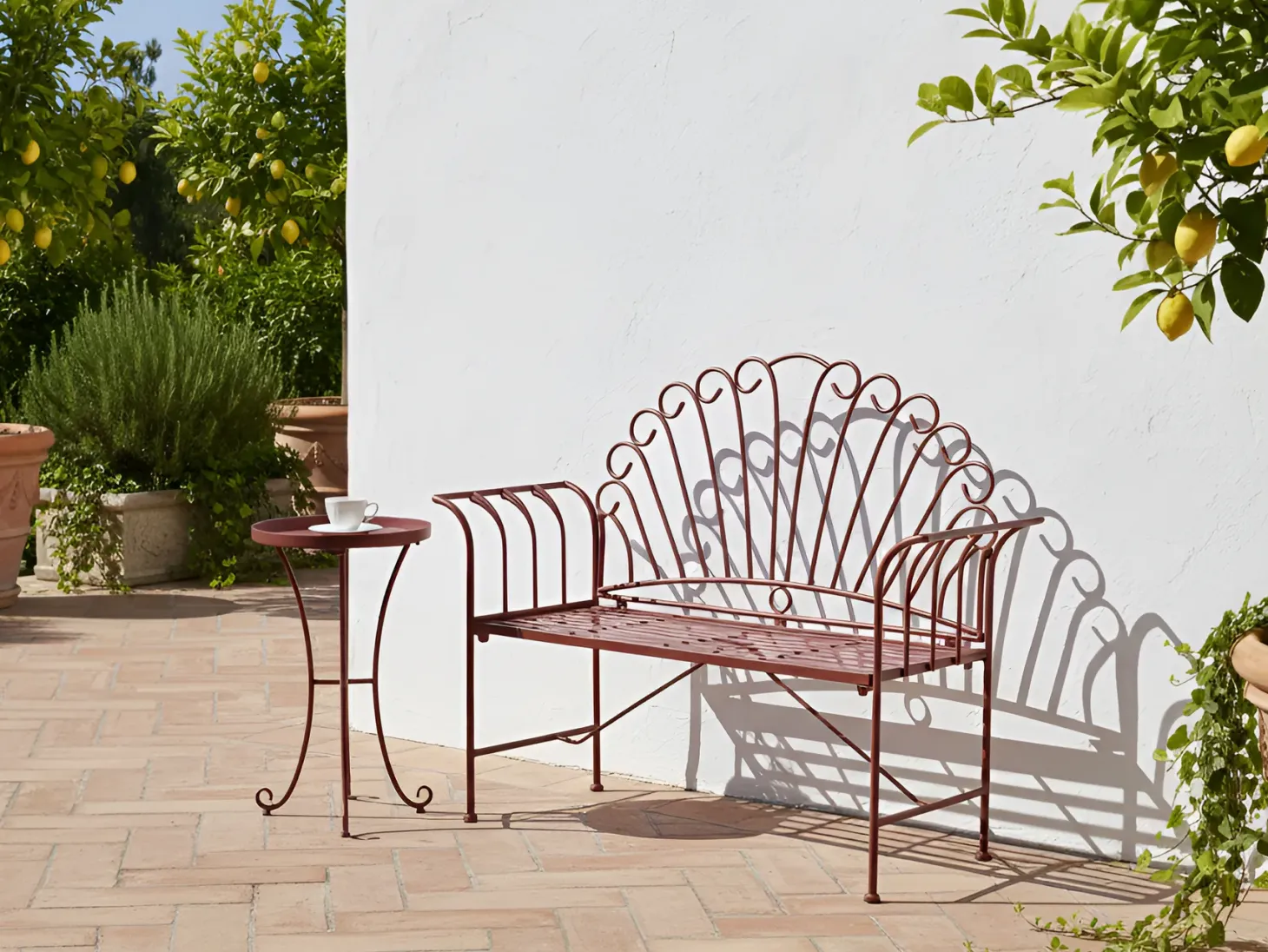 Stolik ogrodowy CAVINIA 40 cm 40 cm Metal Burgundowy