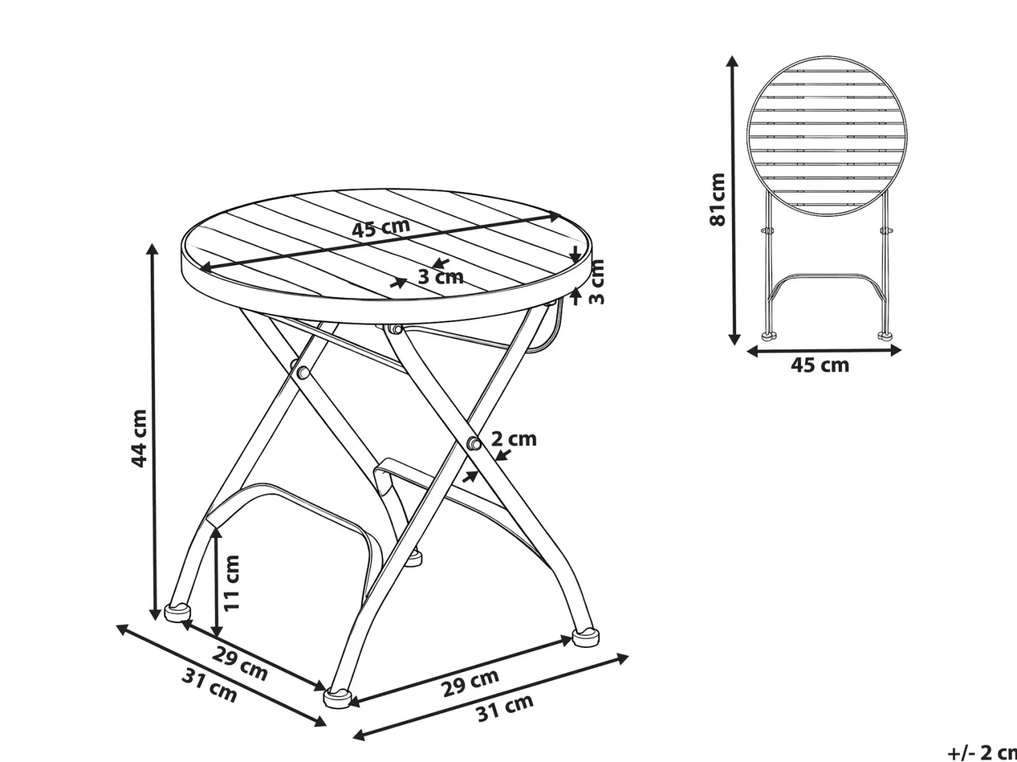 Stolik ogrodowy LASCARI 45 cm 45 cm Drewno akacjowe Jasnobrązowy