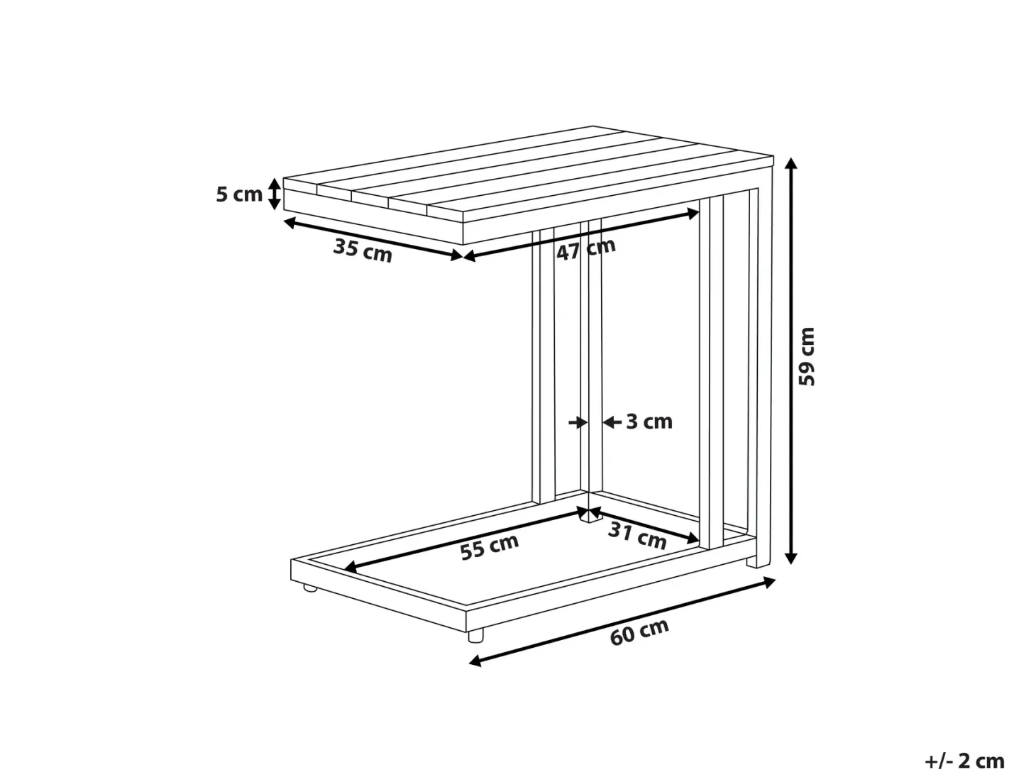 Stolik ogrodowy MESSINA 60 cm 35 cm Biały