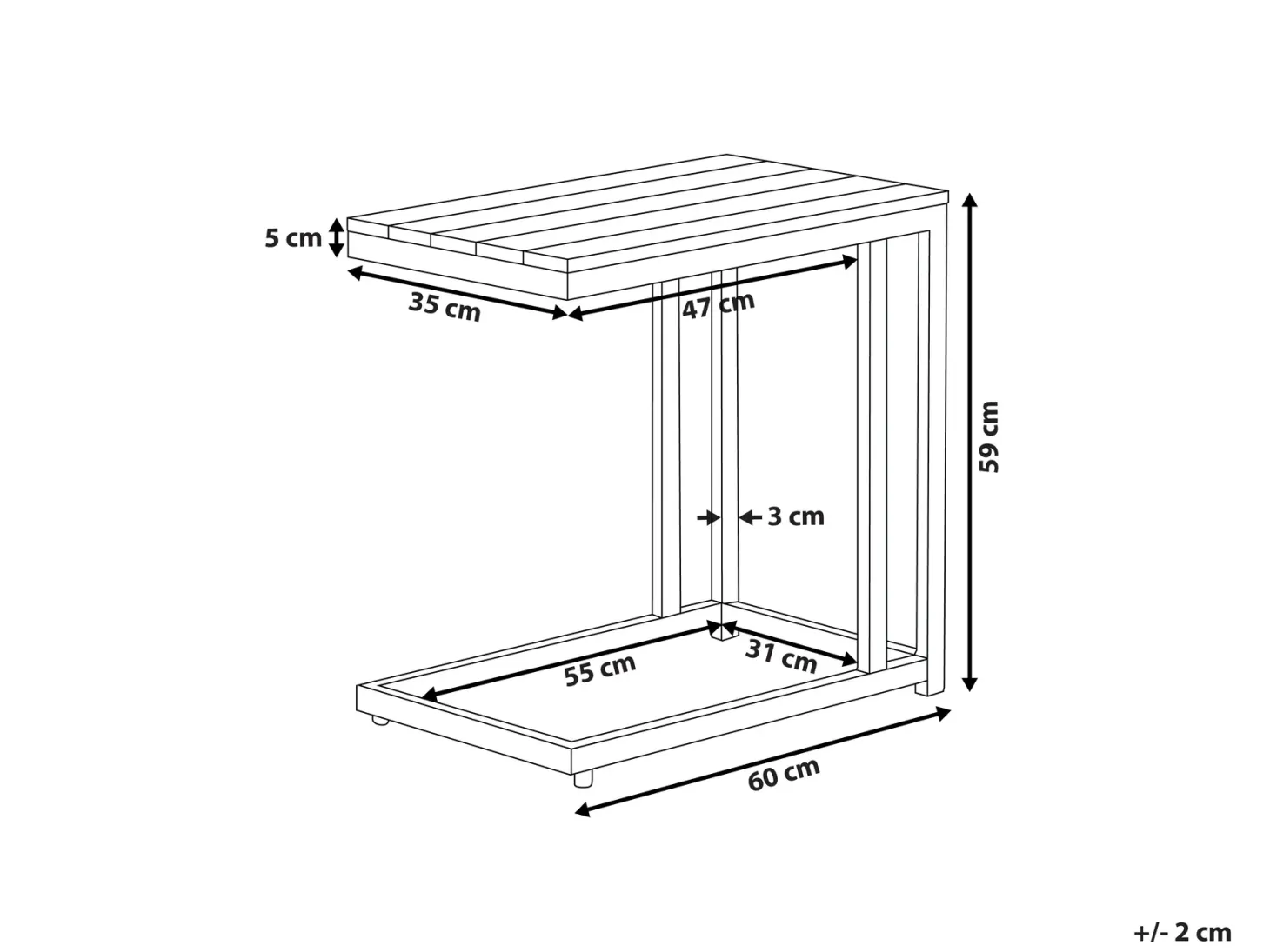 Stolik ogrodowy MESSINA 60 cm 35 cm Czarny