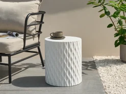 Stolik pomocniczy ANTELAO 37 cm 37 cm Efekt lastryko Białe lastryko