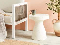 Stolik pomocniczy BIVIERE 39 cm 39 cm Efekt lastryko Złamana biel