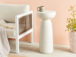 Stolik pomocniczy CADINI 33 cm 33 cm Efekt lastryko Złamana biel
