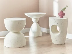 Stolik pomocniczy CAORIA 40 cm 40 cm Efekt lastryko Złamana biel
