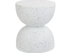 Stolik pomocniczy CAORIA 40 cm 40 cm Efekt lastryko Białe lastryko