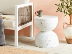 Stolik pomocniczy CAORIA 40 cm 40 cm Efekt lastryko Białe lastryko