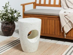 Stolik pomocniczy EDOLO 37 cm 37 cm Efekt lastryko Złamana biel