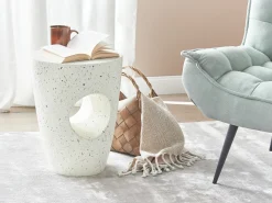 Stolik pomocniczy EDOLO 37 cm 37 cm Efekt lastryko Złamana biel