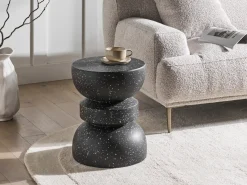 Stolik pomocniczy FALIRO 37 cm 37 cm Efekt lastryko Czarne lastryko