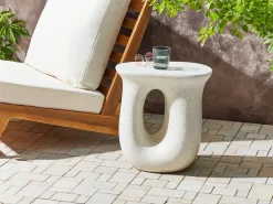 Stolik pomocniczy IDRO 42 cm 28 cm Efekt lastryko Złamana biel