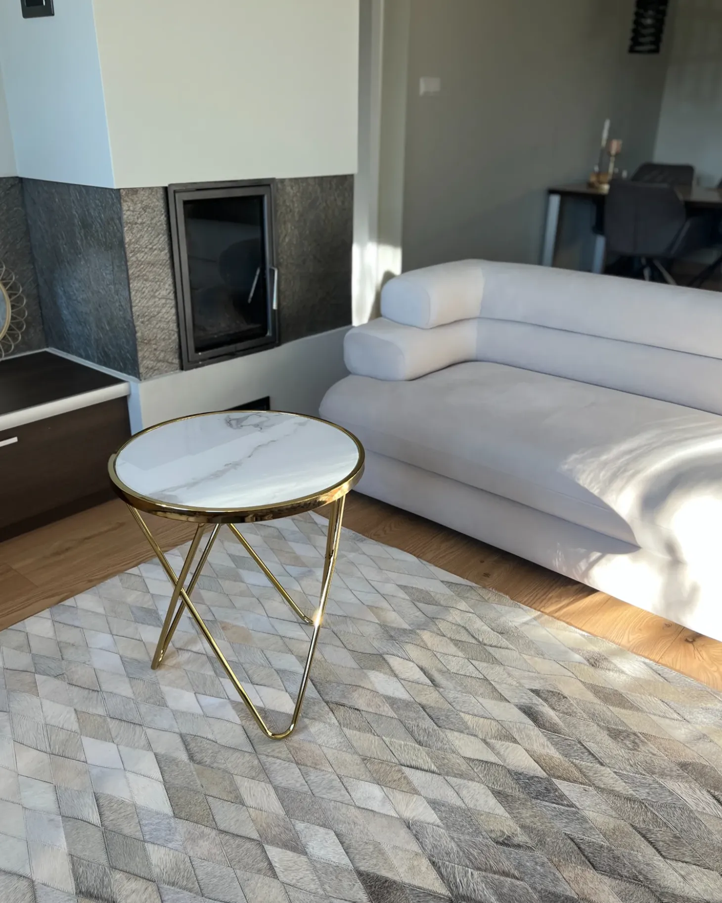 Discount MERIDIAN Szkło hartowane Marmur/ złoty Wszystkie Stoły|Wszystkie Stoły