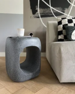 Stolik pomocniczy PELMO 33 cm 33 cm Efekt marmuru Szary