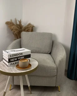 Discount Stolik pomocniczy RAMONA Biały marmur Wszystkie Stoły|Wszystkie Stoły