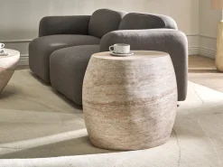 Stolik pomocniczy RICADI 40 cm 58 cm Efekt trawertynu
