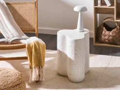 Stolik pomocniczy TELLARO 32 cm 37 cm Efekt lastryko Złamana biel