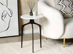 Hot Stolik pomocniczy TIHOI Marmur Czarny/ biały Wszystkie Stoły|Wszystkie Stoły