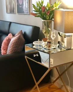 Hot Stolik pomocniczy VIVY Szkło Lustrzany srebrny Wszystkie Stoły|Wszystkie Stoły