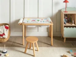 Best Stół z krzesłem dla dzieci KEMPSEY Jasnobrązowy Montessori ze schowkiem Dzieci Krzesła I Stoły Dziecięce|Wszystkie Fotele