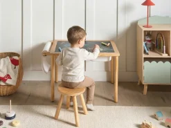 Best Stół z krzesłem dla dzieci KEMPSEY Jasnobrązowy Montessori ze schowkiem Dzieci Krzesła I Stoły Dziecięce|Wszystkie Fotele