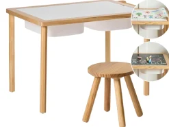 Best Stół z krzesłem dla dzieci KEMPSEY Jasnobrązowy Montessori ze schowkiem Dzieci Krzesła I Stoły Dziecięce|Wszystkie Fotele