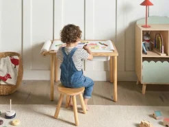 Best Stół z krzesłem dla dzieci KEMPSEY Jasnobrązowy Montessori ze schowkiem Dzieci Krzesła I Stoły Dziecięce|Wszystkie Fotele