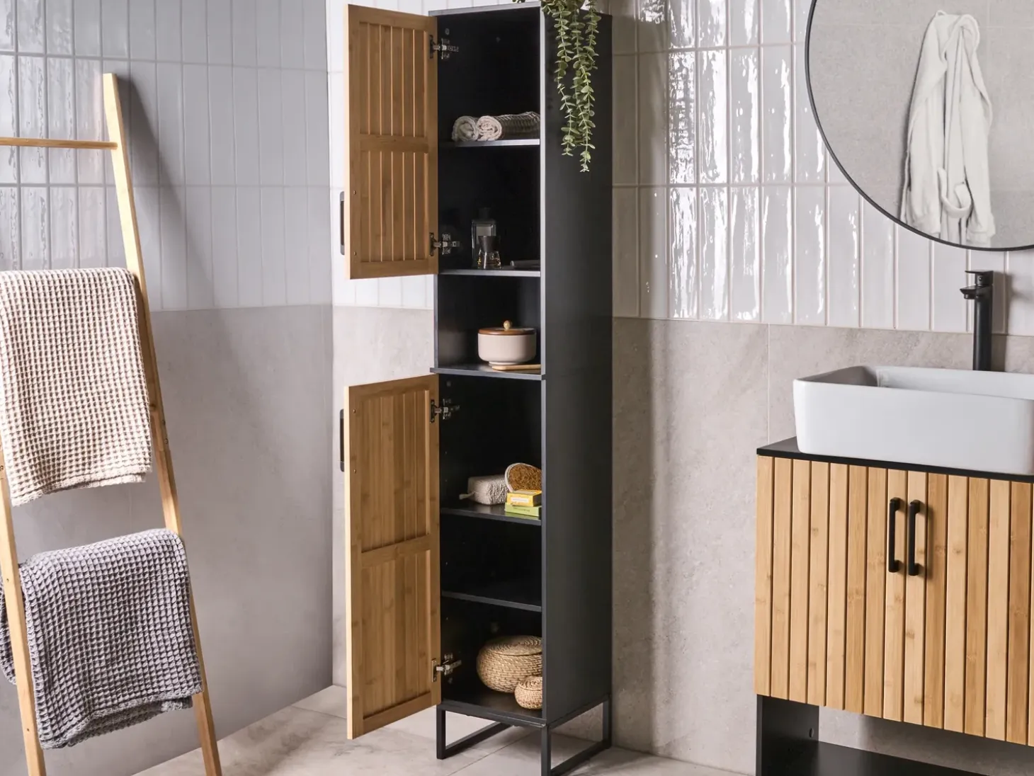 Discount Szafka łazienkowa MISCANTI Bambus 30 cm Jasnobrązowy Wszystko Do Przechowywania W Łazience|Szafki Łazienkowe