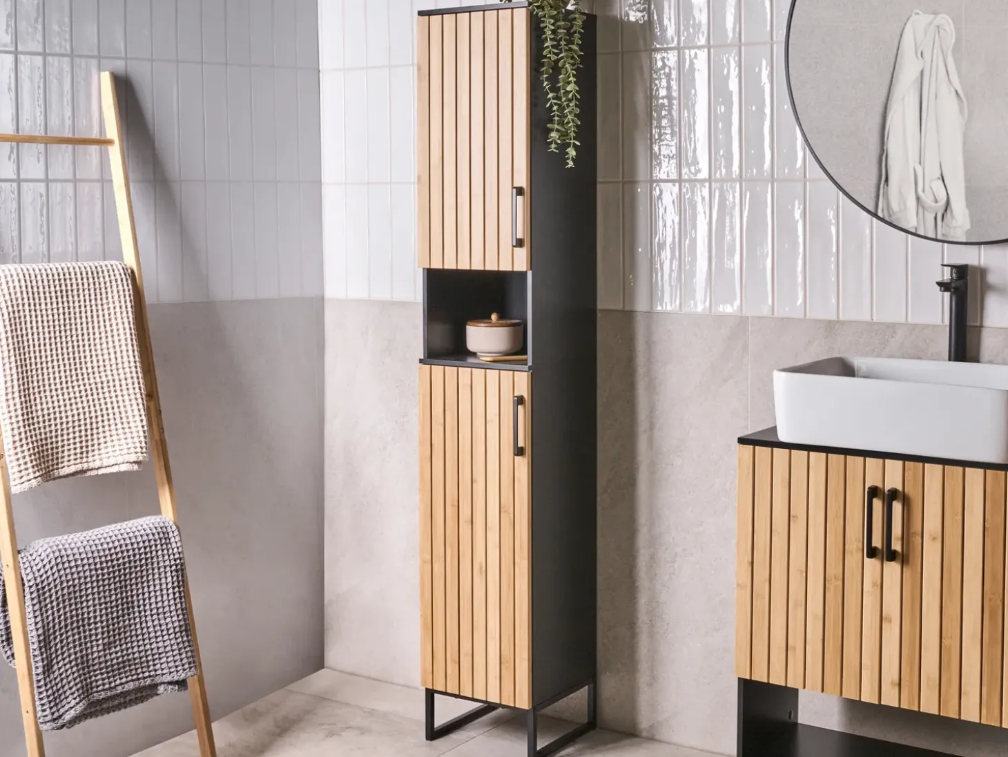 Discount Szafka łazienkowa MISCANTI Bambus 30 cm Jasnobrązowy Wszystko Do Przechowywania W Łazience|Szafki Łazienkowe