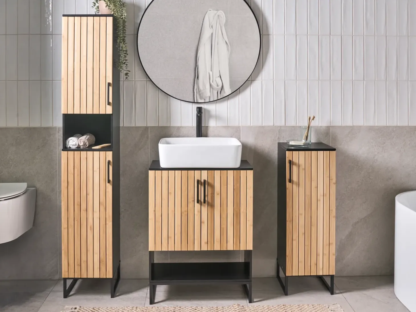 Discount Szafka łazienkowa MISCANTI Bambus 30 cm Jasnobrązowy Wszystko Do Przechowywania W Łazience|Szafki Łazienkowe