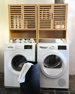 Clearance Szafka łazienkowa OKARCHE Bambus 63 cm Jasno Wszystko Do Przechowywania W Łazience|Szafki Łazienkowe
