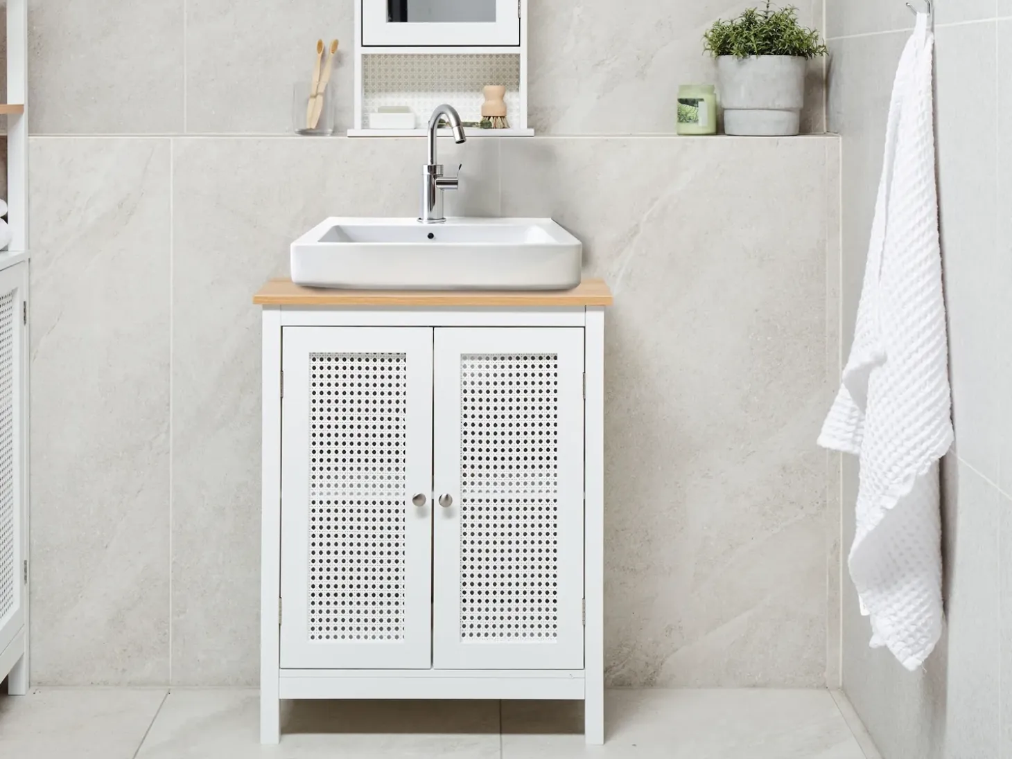 Hot ALAMOS 60 cm Biały Wszystko Do Przechowywania W Łazience|Szafki Pod Umywalkę