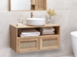 Outlet ROSELL 86 cm Jasnobrązowy Wszystko Do Przechowywania W Łazience|Szafki Pod Umywalkę