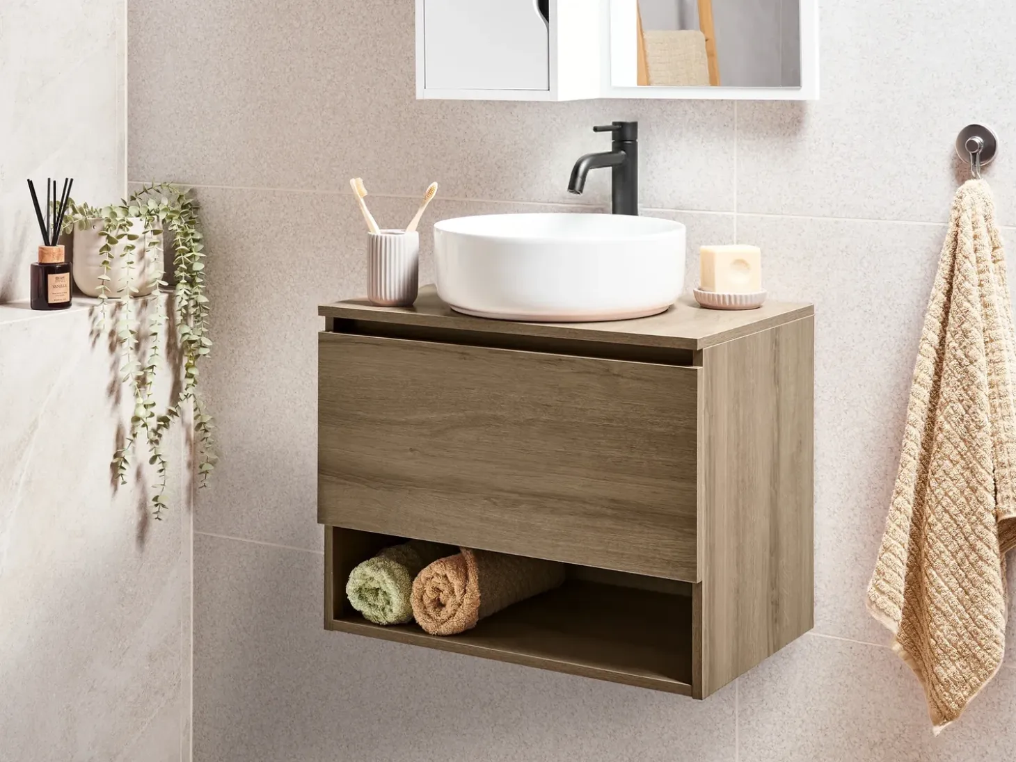 Discount Szafka łazienkowa wisząca pod umywalkę NATAL 60 cm Jasno Wszystko Do Przechowywania W Łazience|Szafki Pod Umywalkę