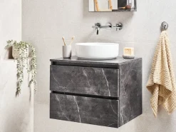 Sale Szafka łazienkowa wisząca pod umywalkę SERRA 60 cm marmur Wszystko Do Przechowywania W Łazience|Szafki Pod Umywalkę