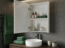 Outlet Szafka łazienkowa wisząca z lustrem LED CONDOR 40 cm 60 cm Biały Lustrzane Szafki|Wszystko Do Przechowywania W Łazience