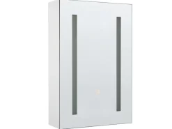 New Szafka łazienkowa wisząca z lustrem LED CAMERON 40 cm 60 cm Biały Lustrzane Szafki|Wszystko Do Przechowywania W Łazience