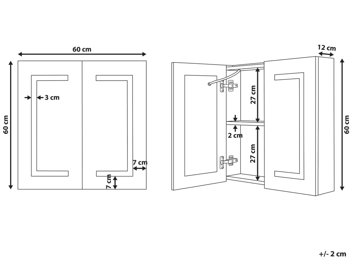 Discount Szafka łazienkowa wisząca z lustrem LED MAZARREDO 60 cm 60 cm Biały Lustrzane Szafki|Wszystko Do Przechowywania W Łazience