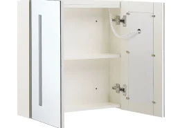 Discount Szafka łazienkowa wisząca z lustrem LED CHABUNCO 60 cm 60 cm Biały Lustrzane Szafki|Wszystko Do Przechowywania W Łazience