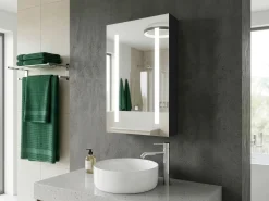 New Szafka łazienkowa wisząca z lustrem LED CAMERON 40 cm 60 cm Czarny Lustrzane Szafki|Wszystko Do Przechowywania W Łazience