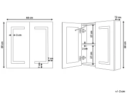 Outlet Szafka łazienkowa wisząca z lustrem LED MAZARREDO 60 cm 60 cm Czarny Lustrzane Szafki|Wszystko Do Przechowywania W Łazience