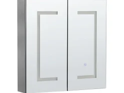 Outlet Szafka łazienkowa wisząca z lustrem LED MAZARREDO 60 cm 60 cm Czarny Lustrzane Szafki|Wszystko Do Przechowywania W Łazience
