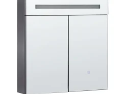 Hot Szafka łazienkowa wisząca z lustrem LED JARAMILLO 60 cm 60 cm Czarny Lustrzane Szafki|Wszystko Do Przechowywania W Łazience