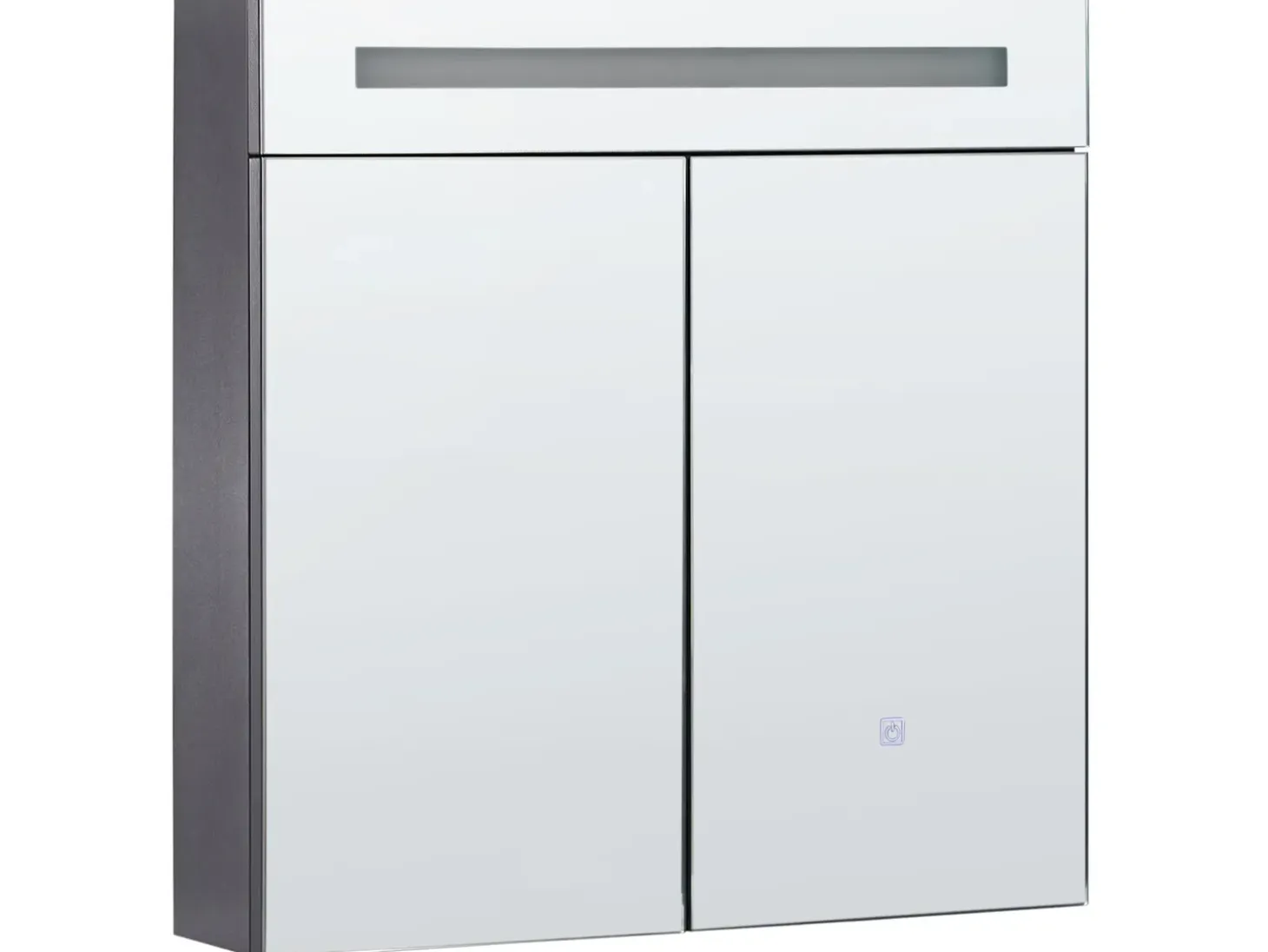 Hot Szafka łazienkowa wisząca z lustrem LED JARAMILLO 60 cm 60 cm Czarny Lustrzane Szafki|Wszystko Do Przechowywania W Łazience