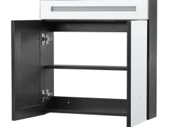 Hot Szafka łazienkowa wisząca z lustrem LED JARAMILLO 60 cm 60 cm Czarny Lustrzane Szafki|Wszystko Do Przechowywania W Łazience