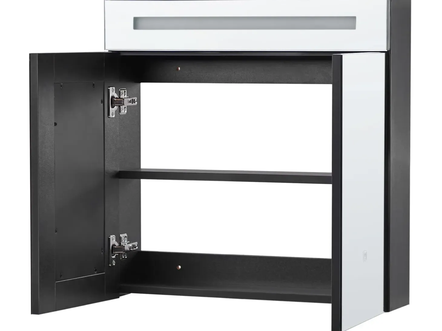 Hot Szafka łazienkowa wisząca z lustrem LED JARAMILLO 60 cm 60 cm Czarny Lustrzane Szafki|Wszystko Do Przechowywania W Łazience