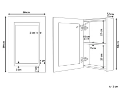 Outlet Szafka łazienkowa wisząca z lustrem LED MALASPINA 40 cm 60 cm Czarny Lustrzane Szafki|Wszystko Do Przechowywania W Łazience