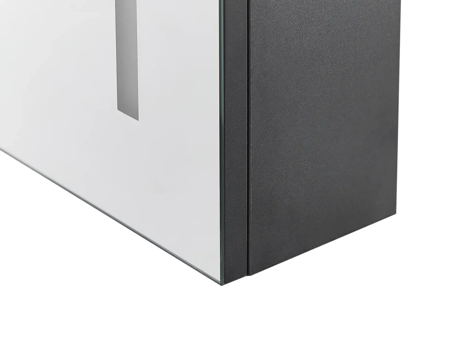 Best Szafka łazienkowa wisząca z lustrem LED CHABUNCO 60 cm 60 cm Czarny Lustrzane Szafki|Wszystko Do Przechowywania W Łazience